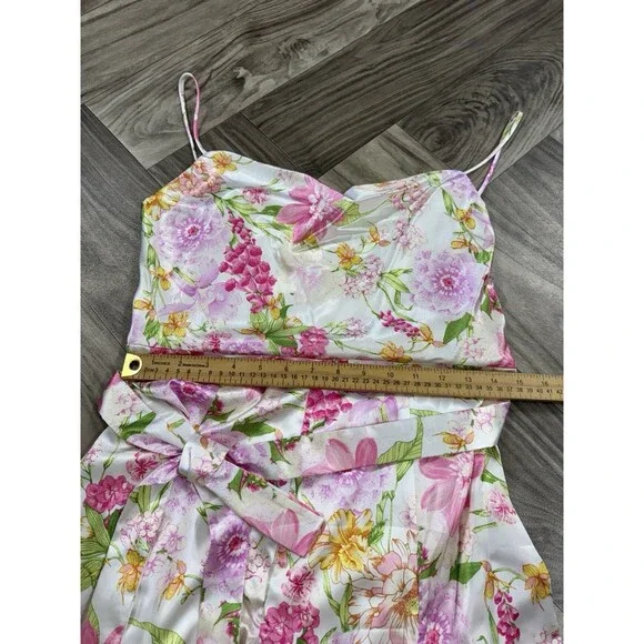 City Studio Juniors' Women's Ivory Floral Cowl Neck Self-Tie Dress Size 11/12 - Picture 8 of 14